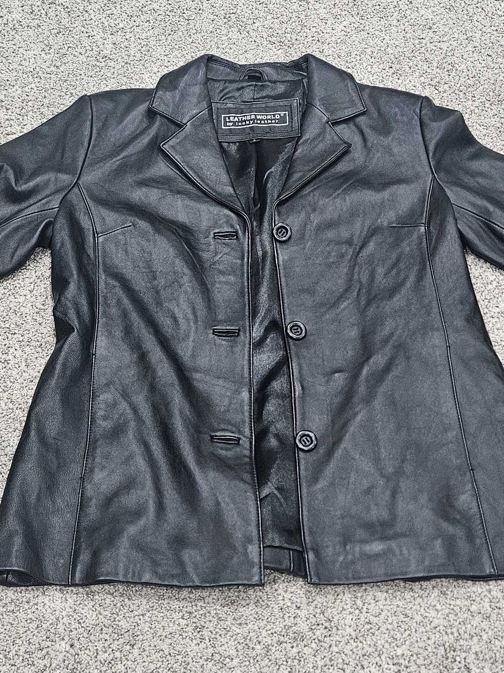 Women's Black Button-Up GENUINE LEATHER JACKET